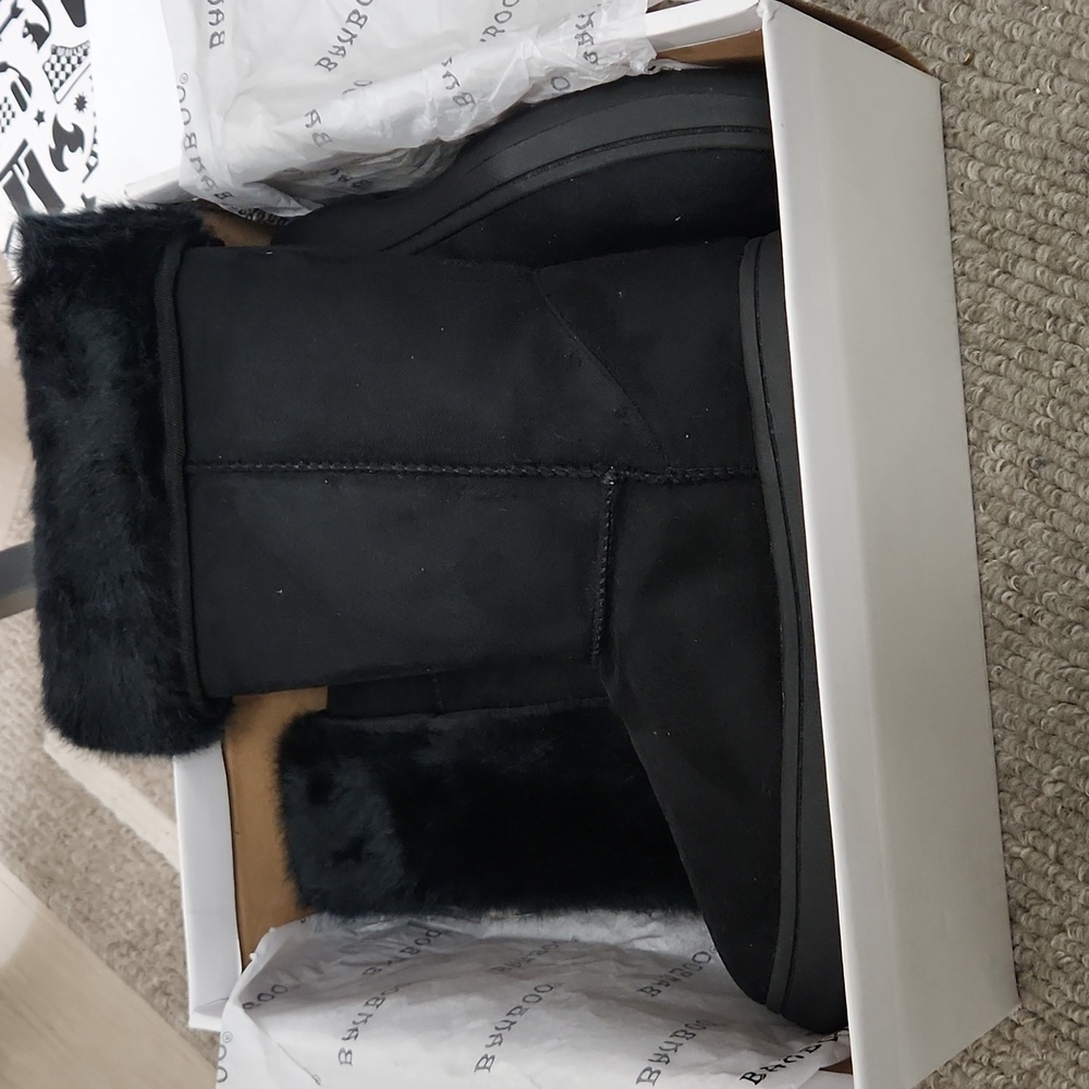 Black Bamboo with faux fur boot size 7